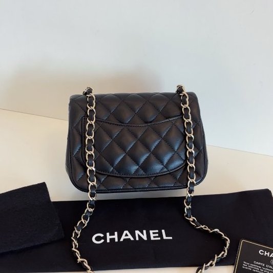 近新品 香奈兒/Chanel 黑金菱格CF方胖子鏈條包-7