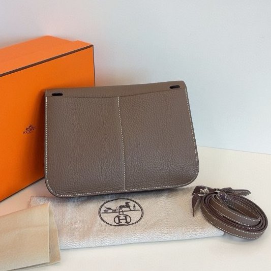 閒置新 Hermes愛馬仕 大象灰金扣Halzan25 手提包-1