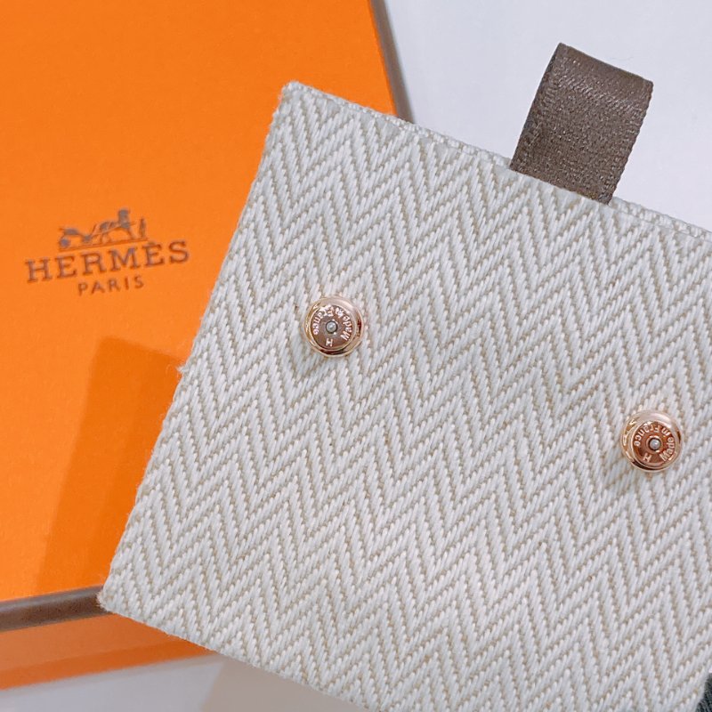 TW4599  Hermes Mini Pop H Earrings Marron Glacé/White x RGHW-2