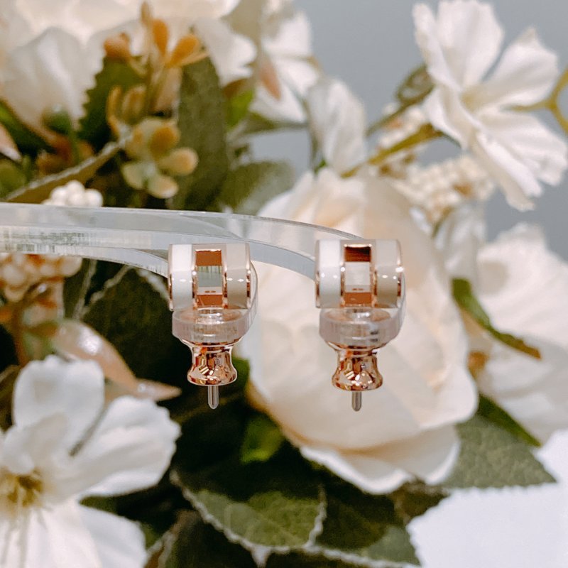 TW4599  Hermes Mini Pop H Earrings Marron Glacé/White x RGHW-6