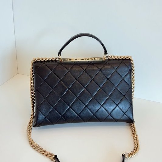 香奈兒/Chanel Trendy CC中號 黑金鏤空字母Kelly鏈條郵差包-1