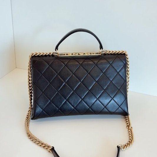 香奈兒/Chanel Trendy CC中號 黑金鏤空字母Kelly鏈條郵差包-7