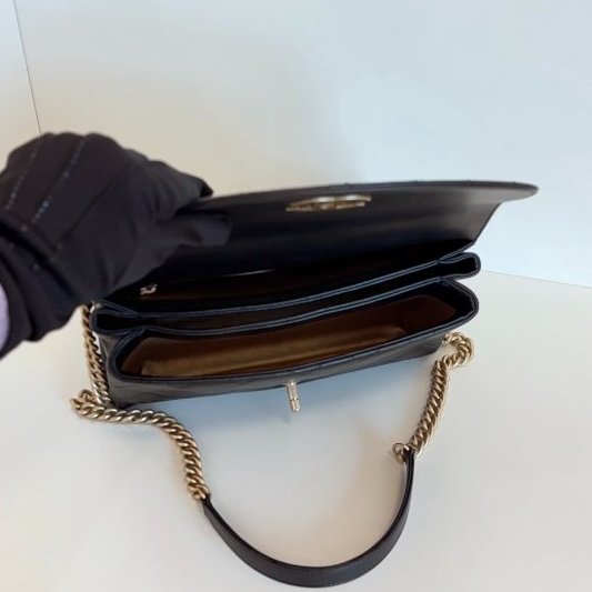 香奈兒/Chanel Trendy CC中號 黑金鏤空字母Kelly鏈條郵差包-9