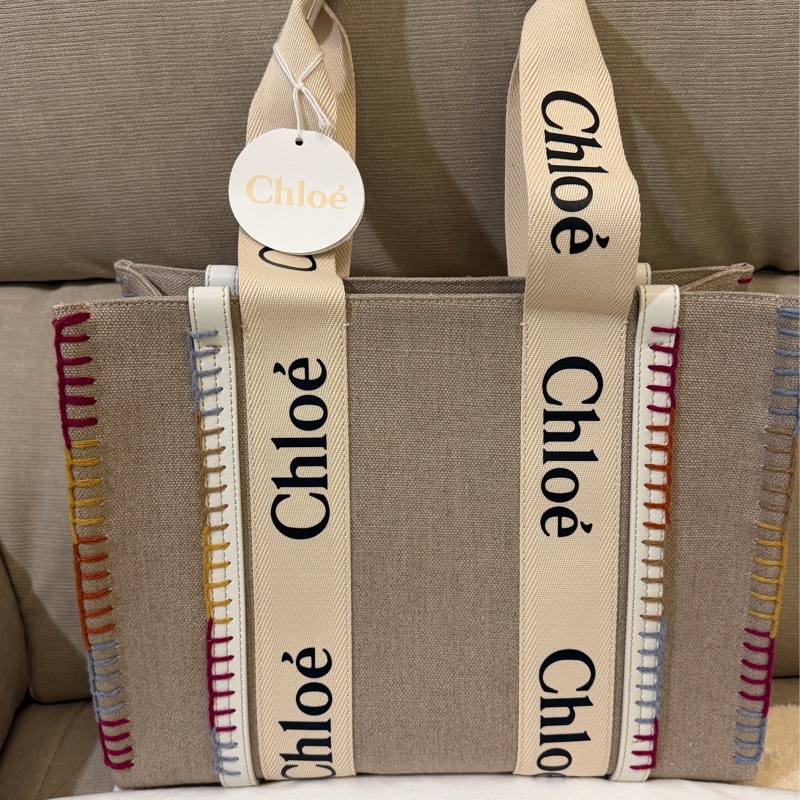 CHLOE 專櫃正品 彩色 線條 托特包 購物包 肩背包-0