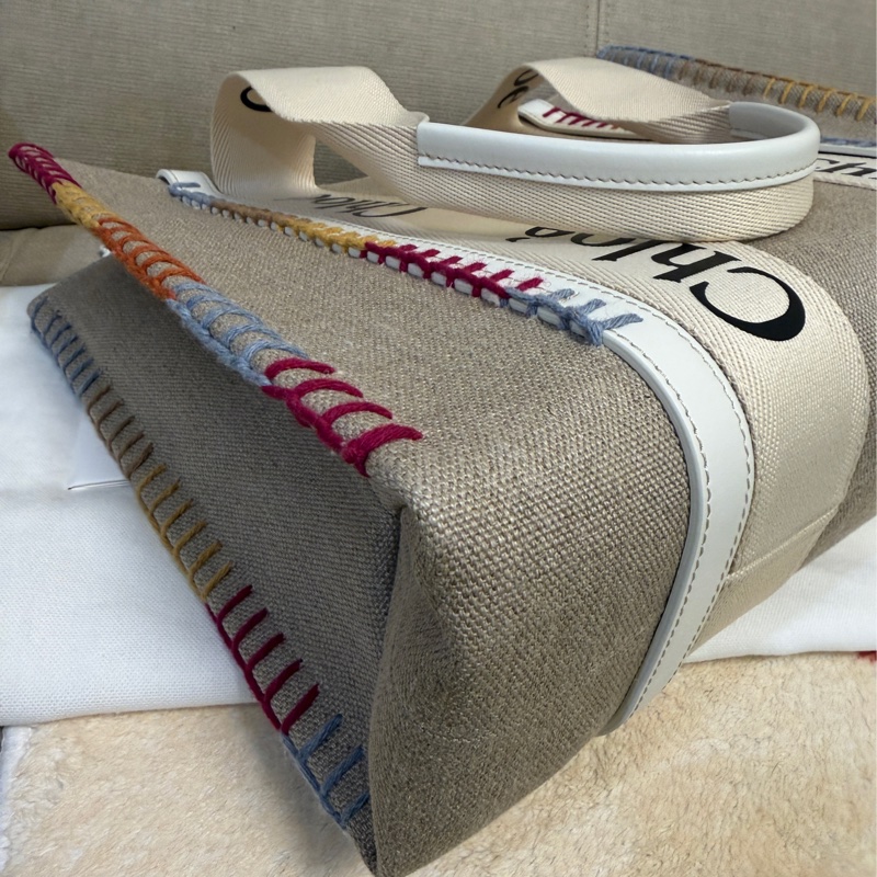 CHLOE 專櫃正品 彩色 線條 托特包 購物包 肩背包-10