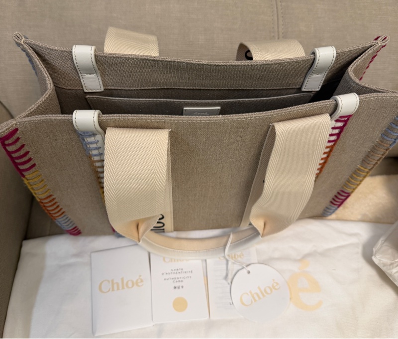 CHLOE 專櫃正品 彩色 線條 托特包 購物包 肩背包-19