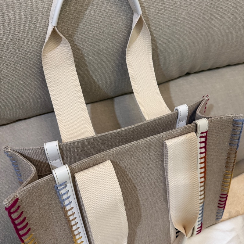 CHLOE 專櫃正品 彩色 線條 托特包 購物包 肩背包-20