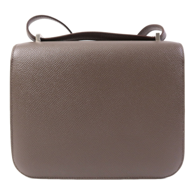 HERMES Epsom皮革Constance Mini銀扣肩背袋Etain-1