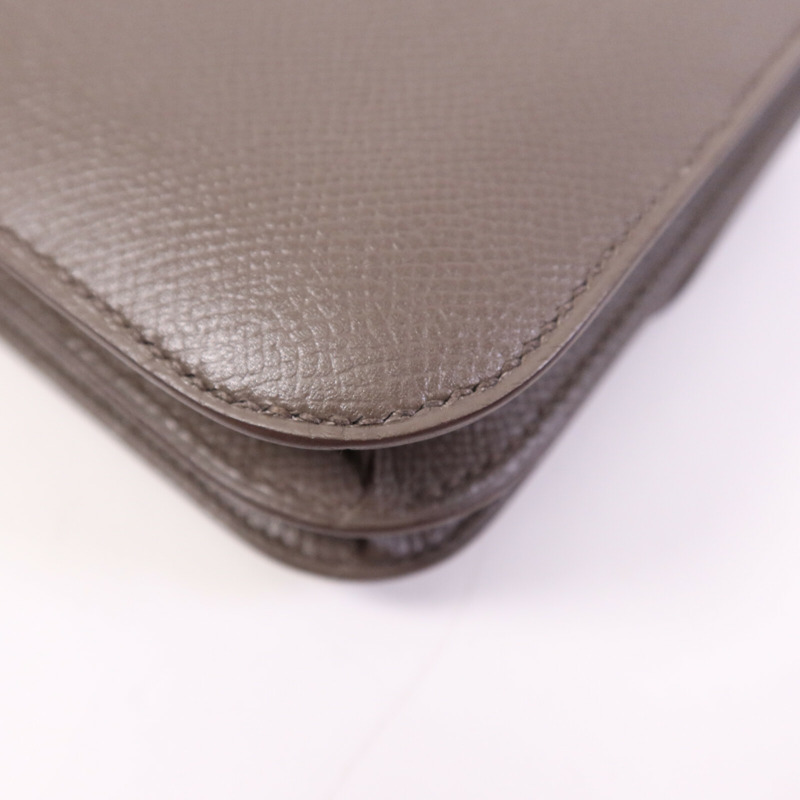 HERMES Epsom皮革Constance Mini銀扣肩背袋Etain-12
