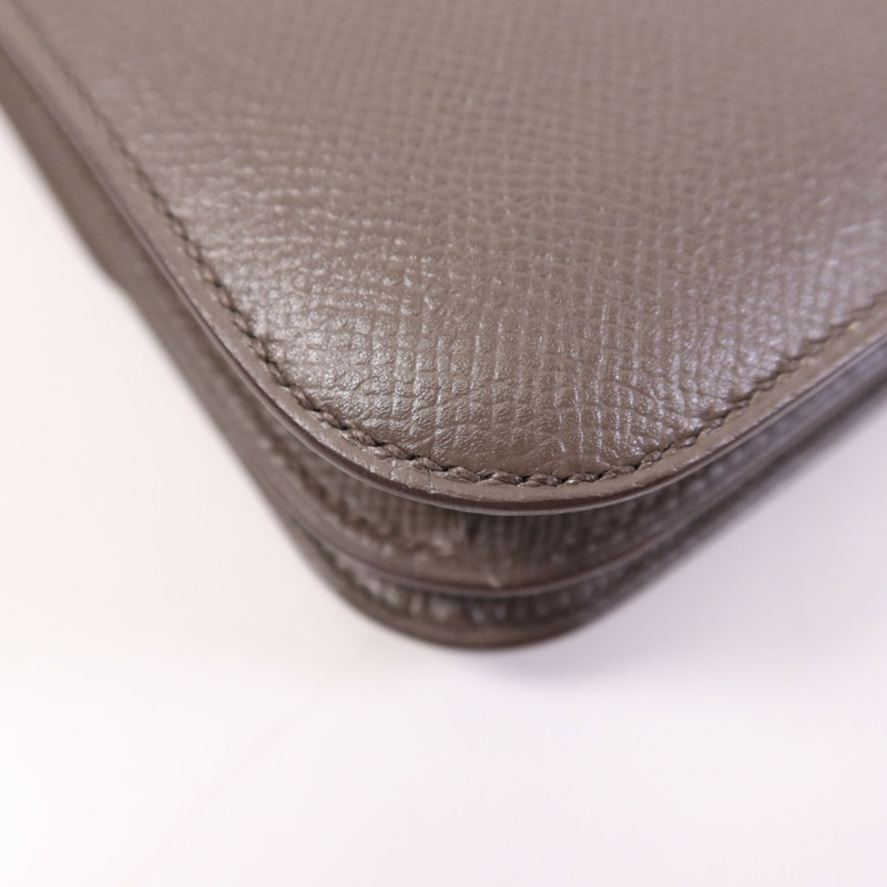 HERMES Epsom皮革Constance Mini銀扣肩背袋Etain-13