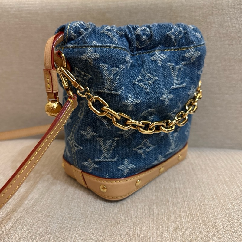 Louis Vuitton最新Nano Noé 藍色Monogram圖案牛仔布水桶包-4
