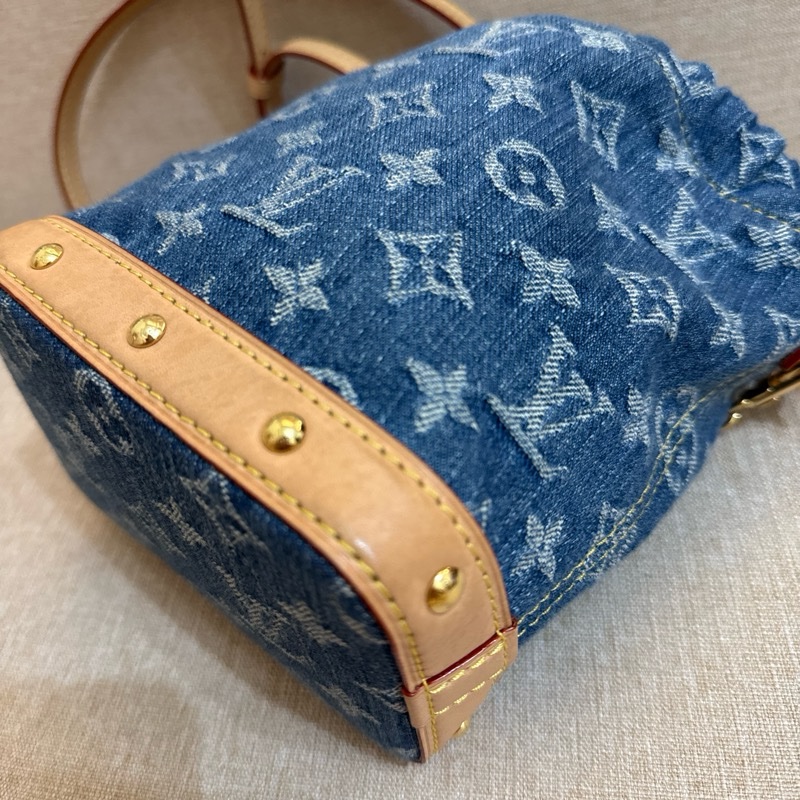 Louis Vuitton最新Nano Noé 藍色Monogram圖案牛仔布水桶包-11