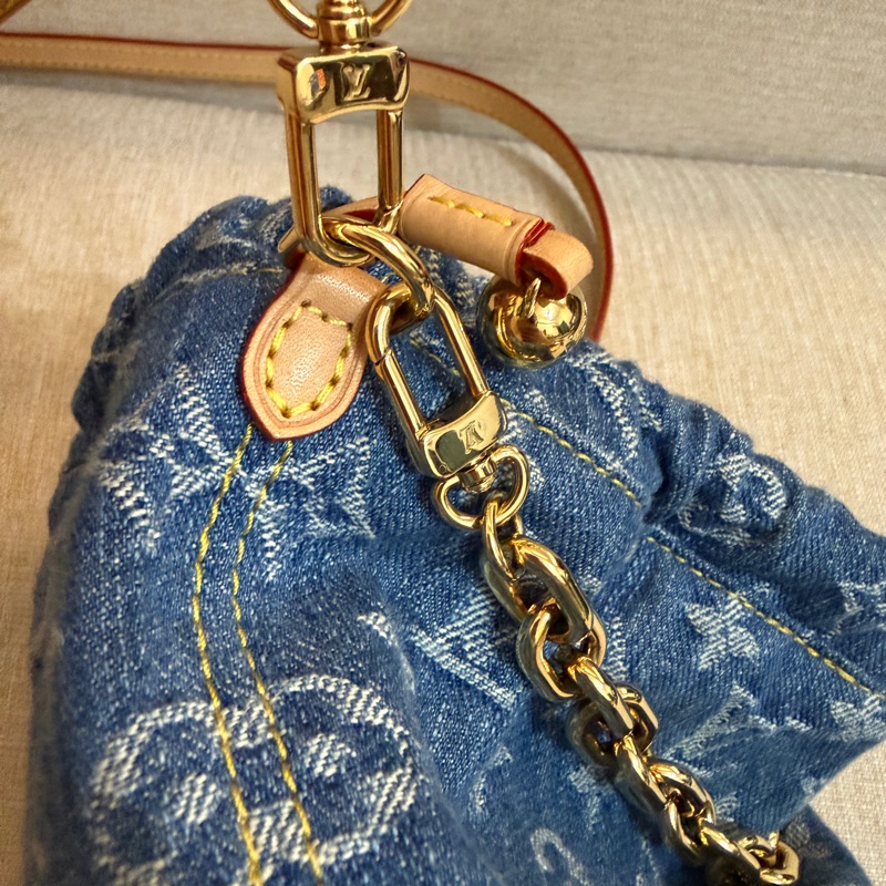 Louis Vuitton最新Nano Noé 藍色Monogram圖案牛仔布水桶包-19