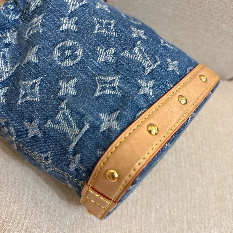 Louis Vuitton最新Nano Noé 藍色Monogram圖案牛仔布水桶包-22