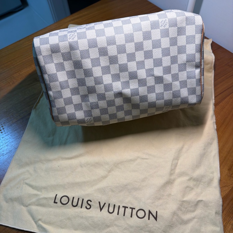 LV speedy 白棋盤格手提包-1