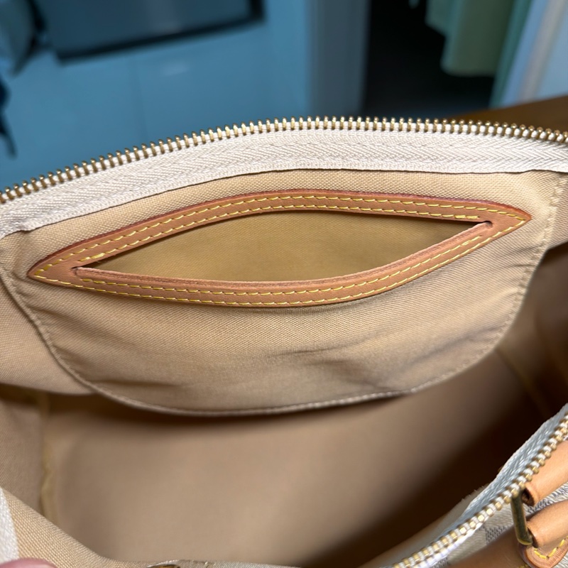 LV speedy 白棋盤格手提包-9