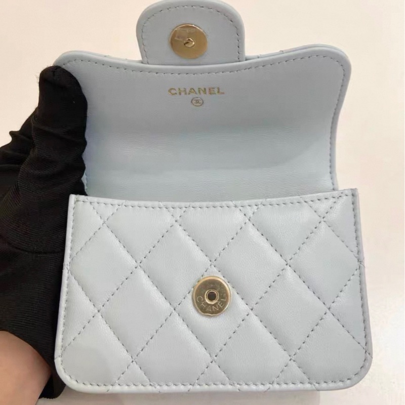 【96新✨ 全網最低價】 Chanel mini woc 天藍色 金扣 手柄 羊皮 斜挎包 王心凌同款(下單前先詢問庫存❗️)-1
