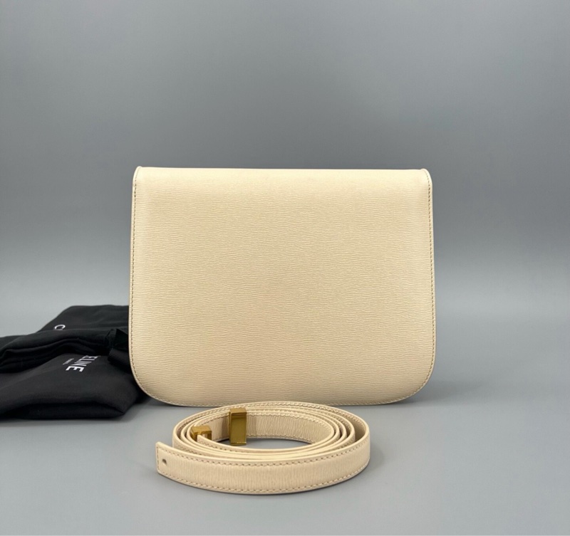 【97新 ✨ 全網最低價!】Celine 賽琳 97新 Box中號 米色金扣 豆腐單肩斜挎包(下單前先詢問庫存❗️)-1