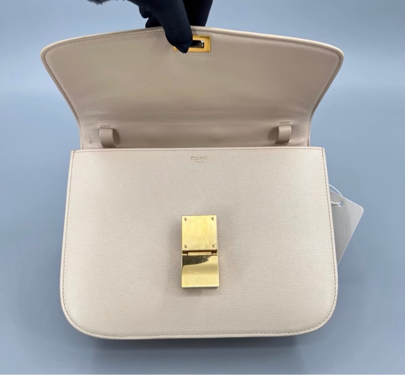 【97新 ✨ 全網最低價!】Celine 賽琳 97新 Box中號 米色金扣 豆腐單肩斜挎包(下單前先詢問庫存❗️)-7