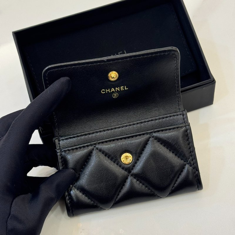 *SHIHNA名牌精品* CHANEL 19 黑金 羊皮口蓋名片夾-4