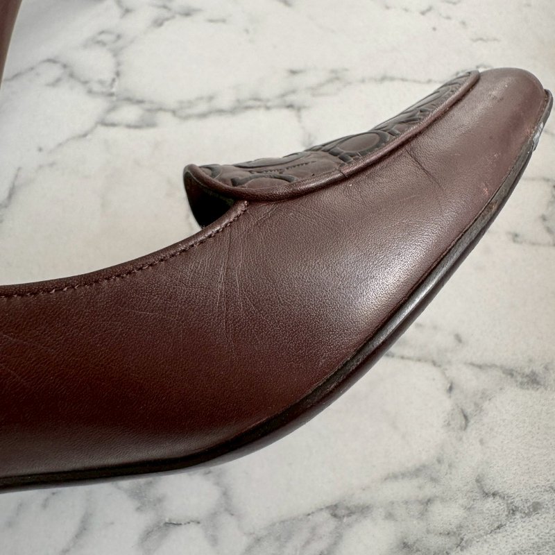 ❤️復古風格必入 Ferragamo 藏紅色復古高跟鞋-13