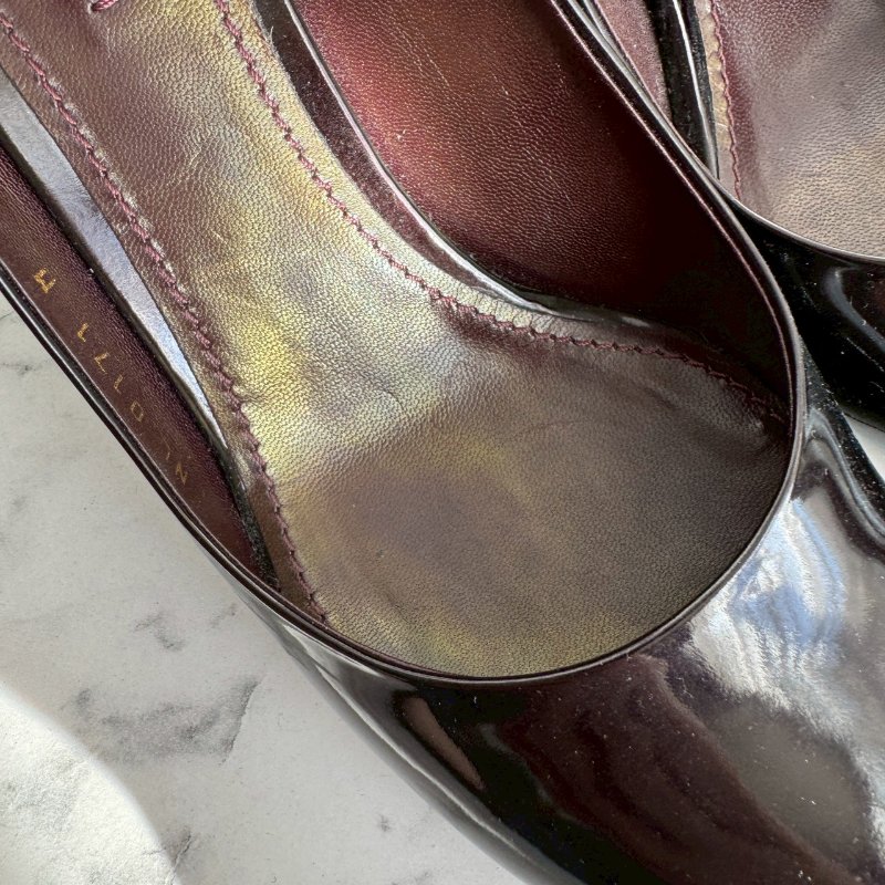 🎉可愛又性感 Louis vuttion 酒紅色金色鎖頭高跟鞋-7