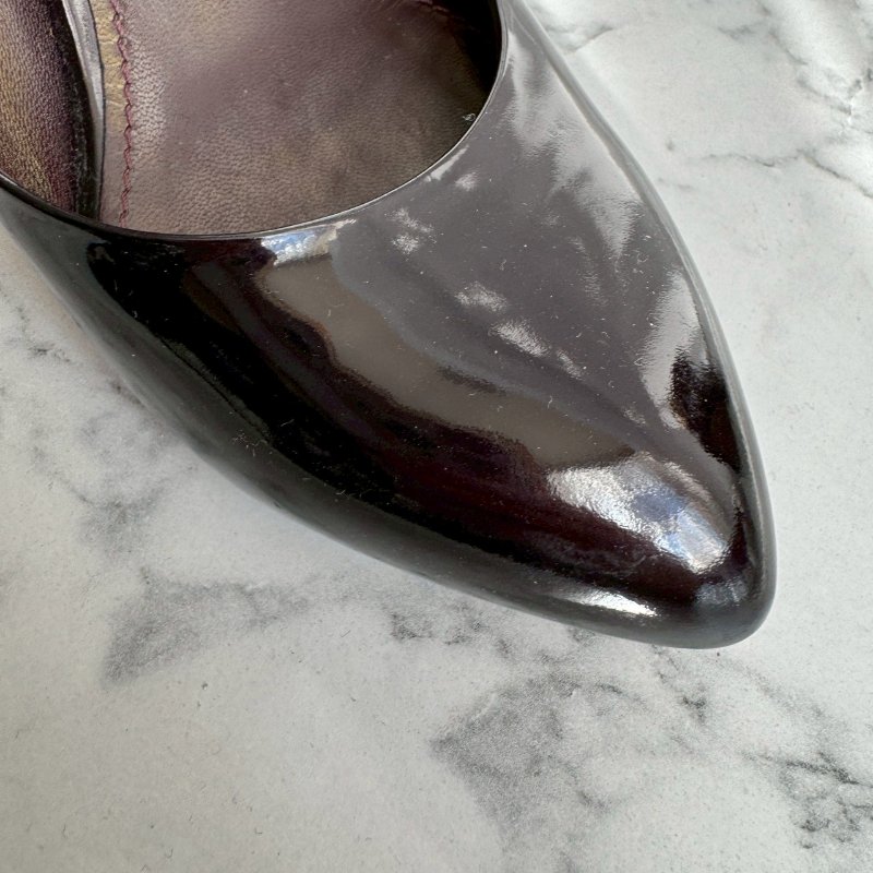 🎉可愛又性感 Louis vuttion 酒紅色金色鎖頭高跟鞋-10