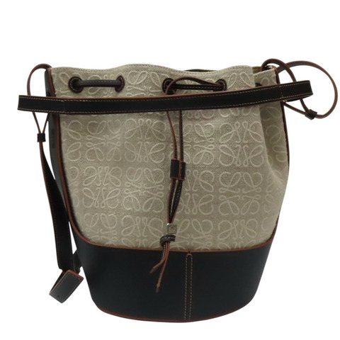 米色帆布 黑色牛皮 Balloon 兩用包【LOEWE 羅威】 A710AC3X30