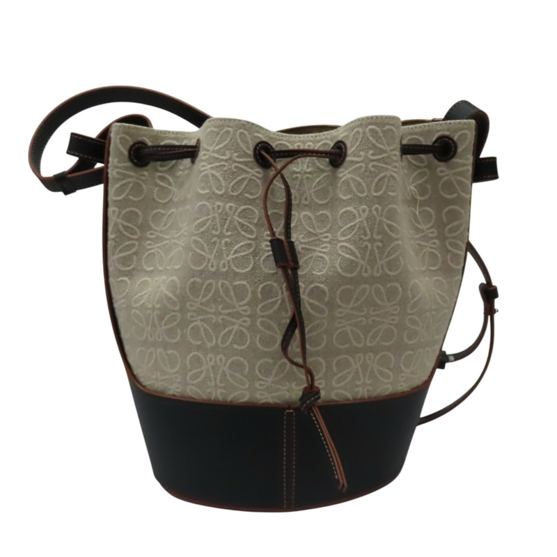 米色帆布 黑色牛皮 Balloon 兩用包【LOEWE 羅威】 A710AC3X30-2