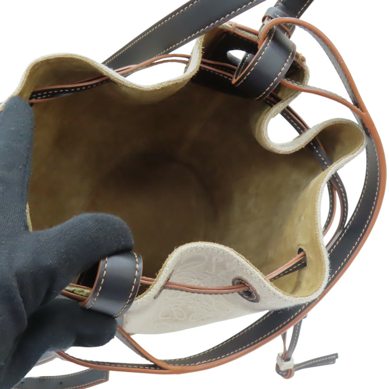 米色帆布 黑色牛皮 Balloon 兩用包【LOEWE 羅威】 A710AC3X30-4