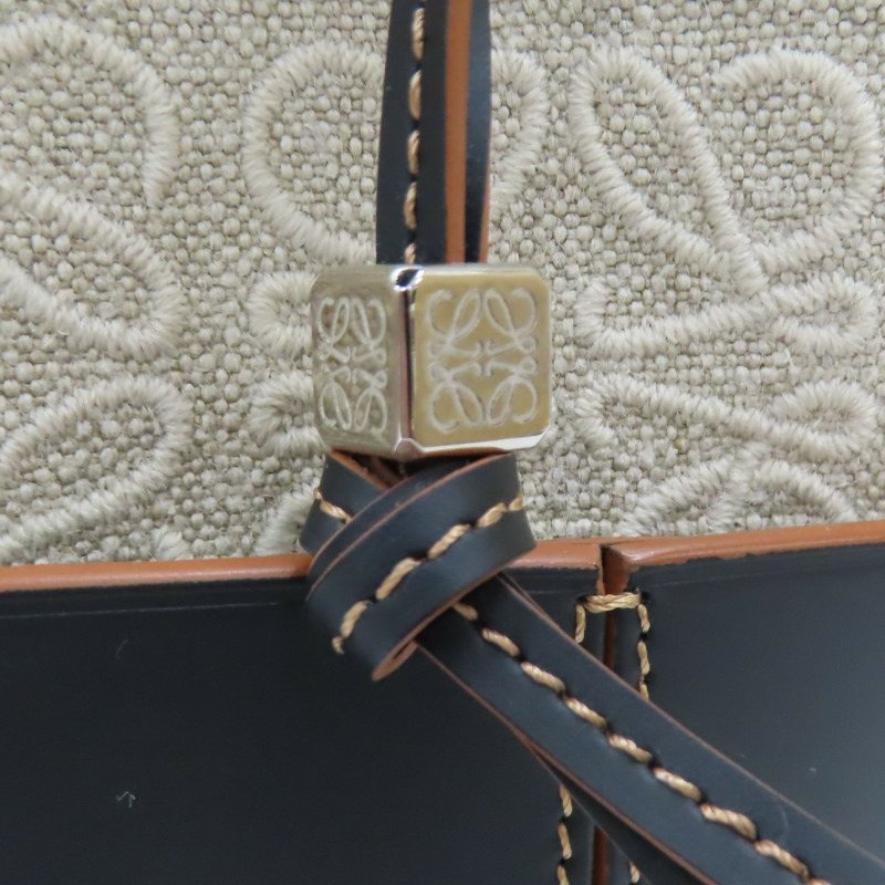 米色帆布 黑色牛皮 Balloon 兩用包【LOEWE 羅威】 A710AC3X30-11