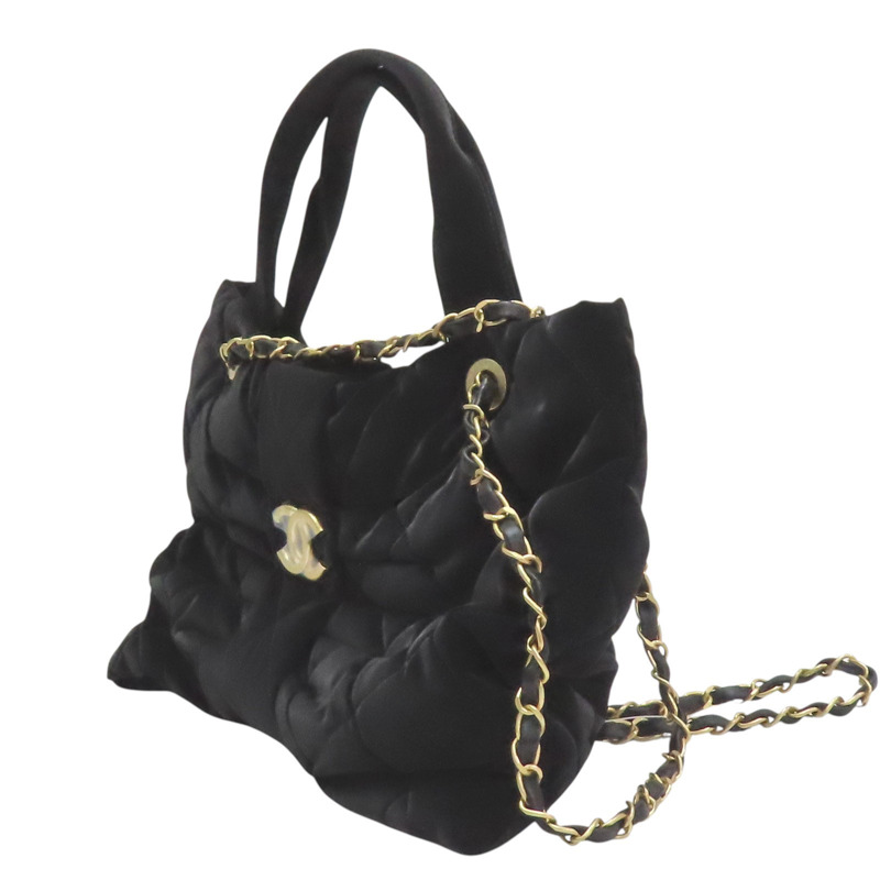 黑色 絲絨尼龍 蝴蝶結 兩用包 金扣【CHANEL 香奈兒】 AS5851-2