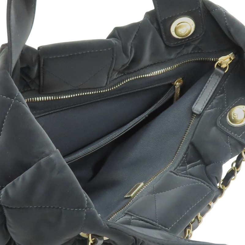 黑色 絲絨尼龍 蝴蝶結 兩用包 金扣【CHANEL 香奈兒】 AS5851-4