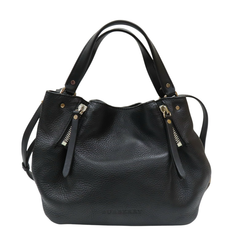 黑色牛皮 格紋帆布 Maidstone 兩用包【BURBERRY 巴寶莉】 3963675-0