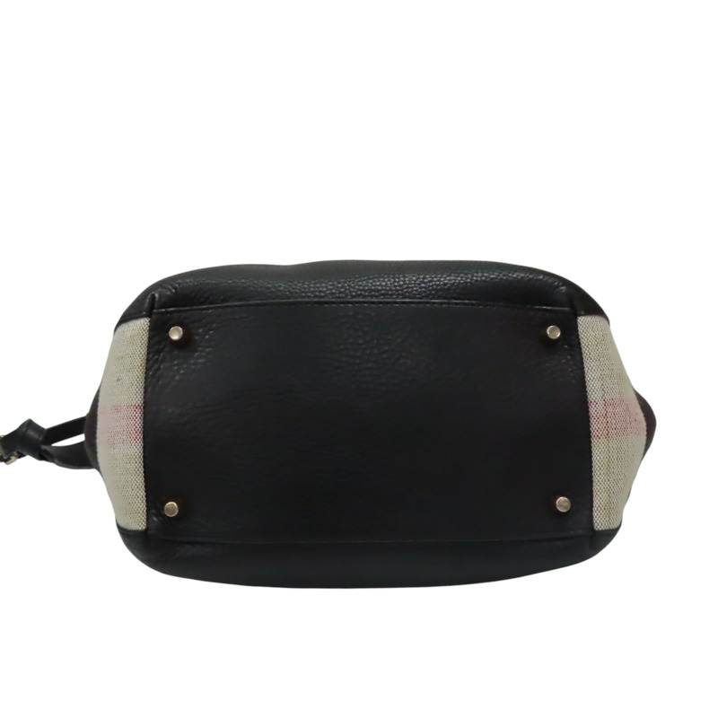 黑色牛皮 格紋帆布 Maidstone 兩用包【BURBERRY 巴寶莉】 3963675-3