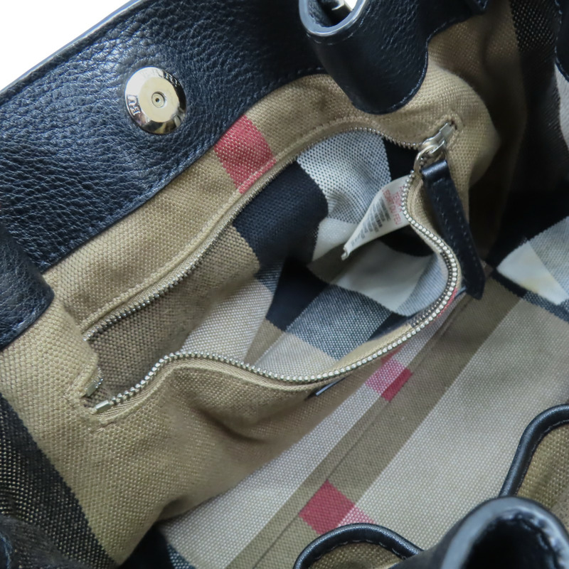 黑色牛皮 格紋帆布 Maidstone 兩用包【BURBERRY 巴寶莉】 3963675-5