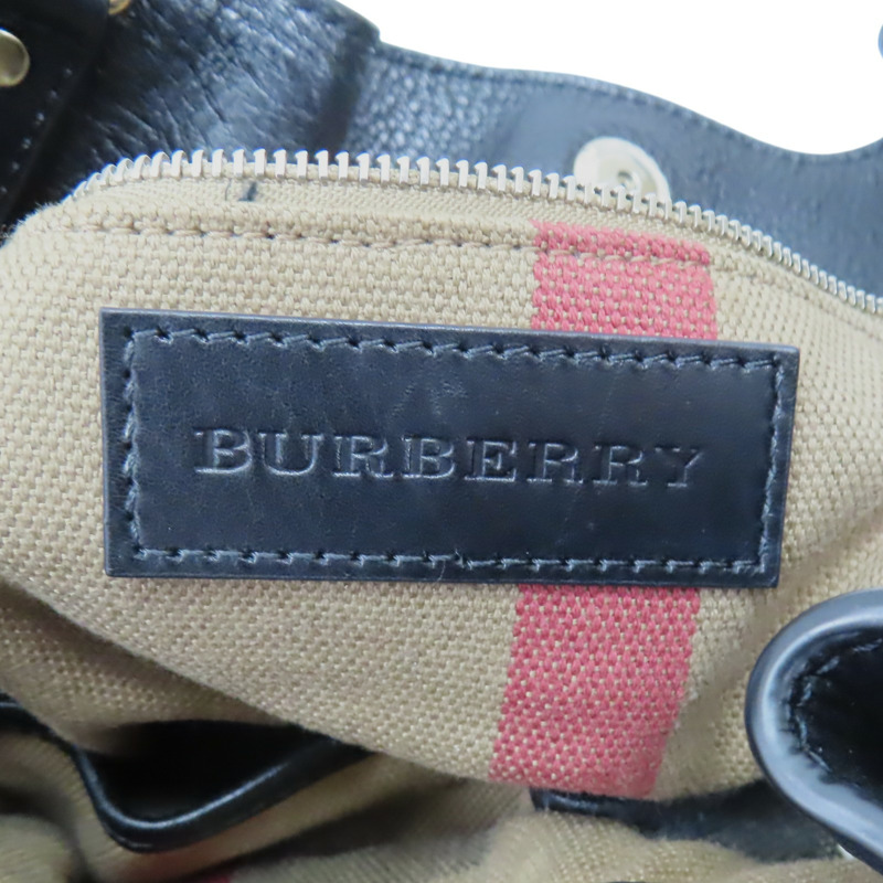 黑色牛皮 格紋帆布 Maidstone 兩用包【BURBERRY 巴寶莉】 3963675-8