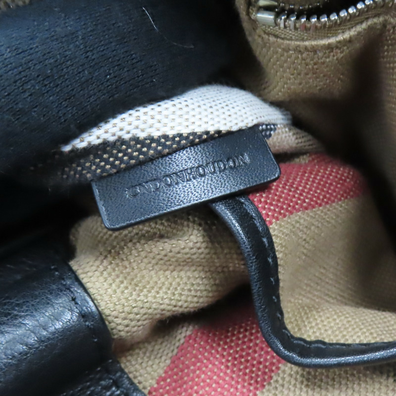 黑色牛皮 格紋帆布 Maidstone 兩用包【BURBERRY 巴寶莉】 3963675-9