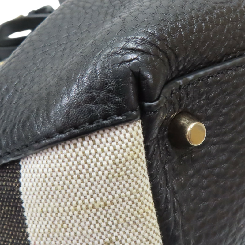 黑色牛皮 格紋帆布 Maidstone 兩用包【BURBERRY 巴寶莉】 3963675-12