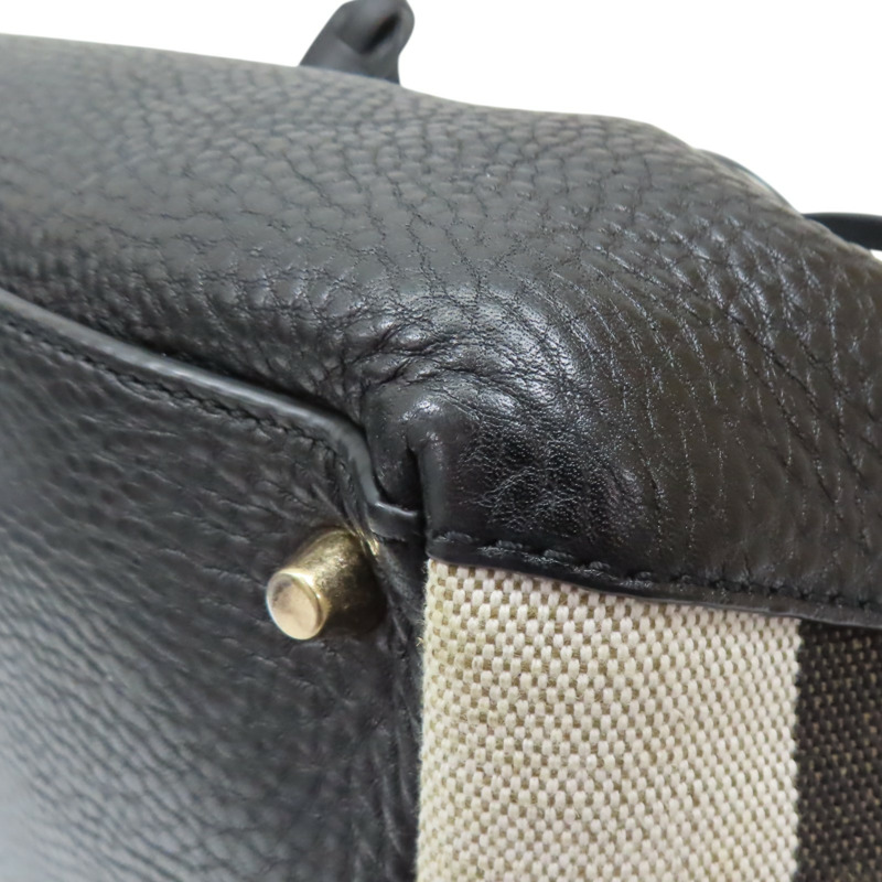 黑色牛皮 格紋帆布 Maidstone 兩用包【BURBERRY 巴寶莉】 3963675-13