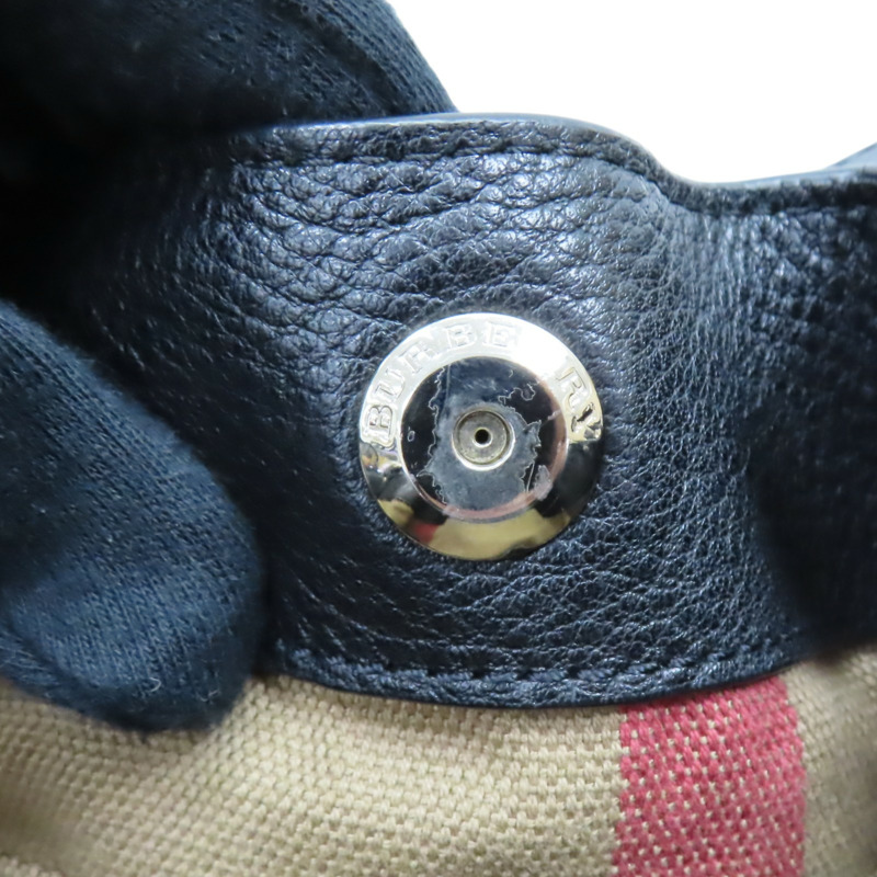 黑色牛皮 格紋帆布 Maidstone 兩用包【BURBERRY 巴寶莉】 3963675-15