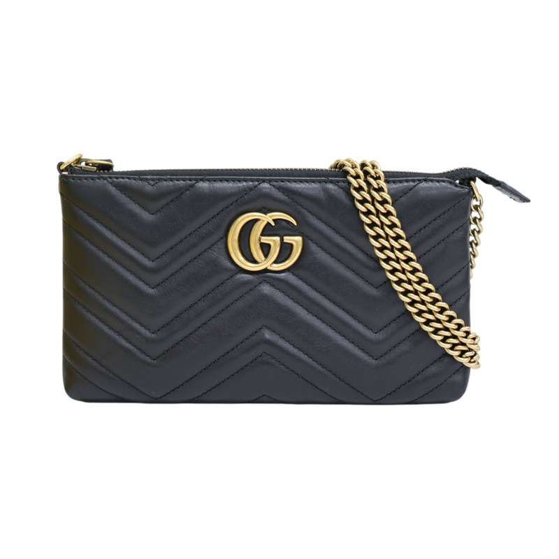 黑色牛皮 GG Marmont 肩背包 443447【GUCCI 古馳】 443447-0