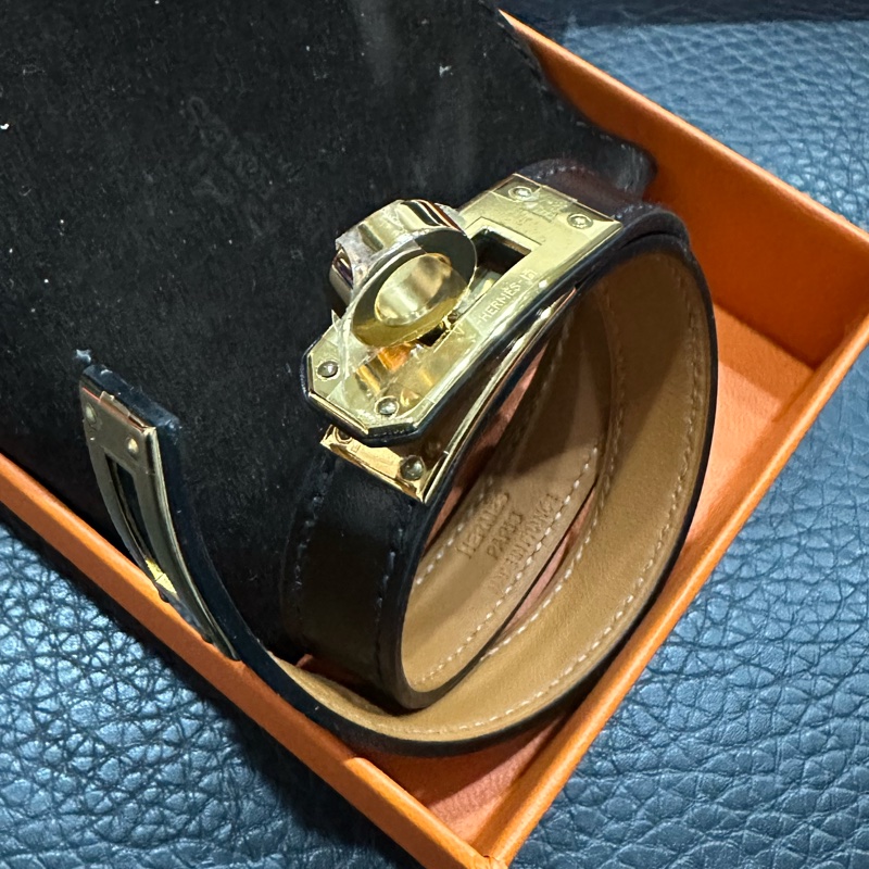 Hermès Mini Kelly Double Tour 手環(黑金)-2