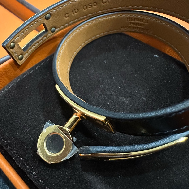 Hermès Mini Kelly Double Tour 手環(黑金)-4