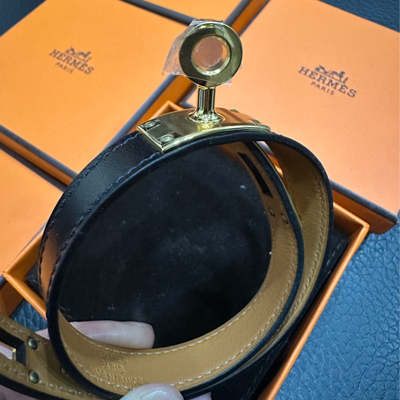 Hermès Mini Kelly Double Tour 手環(黑金)-6