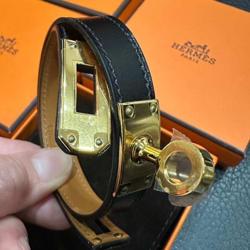 Hermès Mini Kelly Double Tour 手環(黑金)-7