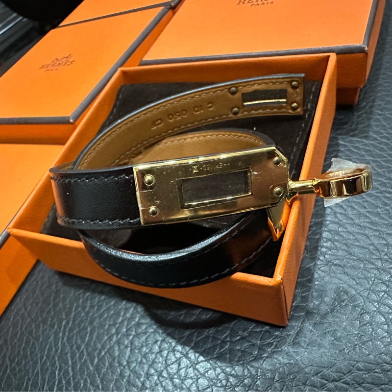 Hermès Mini Kelly Double Tour 手環(黑金)-14