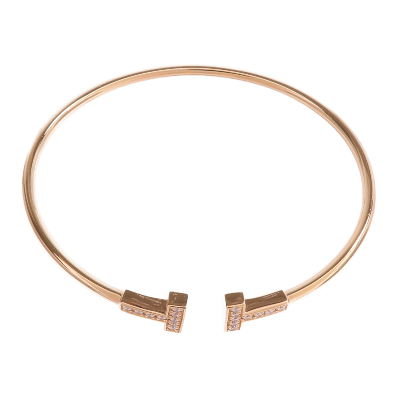 TIFFANY＆CO 18K玫瑰金T Wire Bracelet鑽石手鐲-3