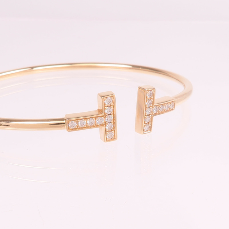TIFFANY＆CO 18K玫瑰金T Wire Bracelet鑽石手鐲-5
