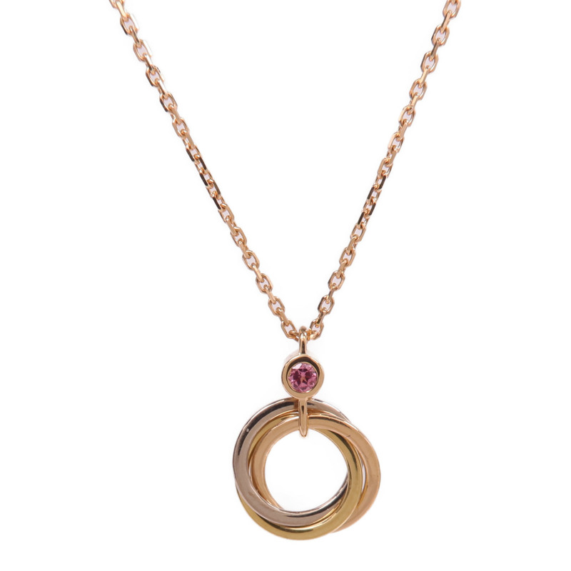 CARTIER 18K黃金/白金/玫瑰金Trinity粉尖晶石項鍊-2